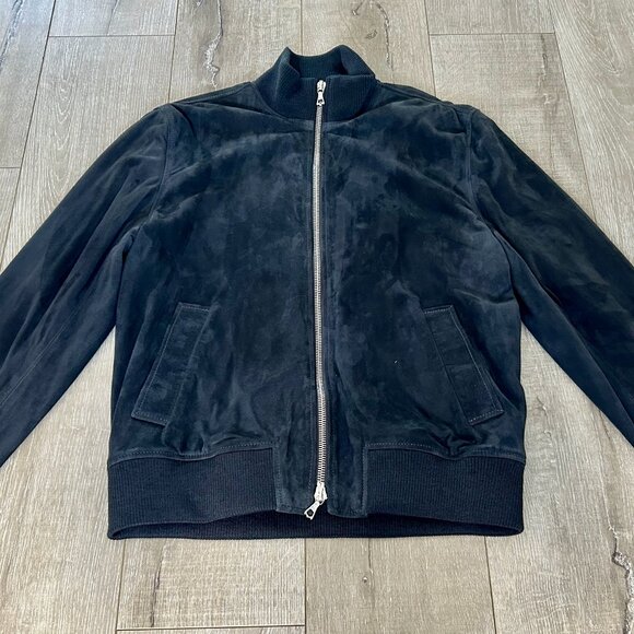 Officine Générale Mens Suede Bomber Jacket, Blue/Gray, Like New, Size Large - Picture 1 of 14